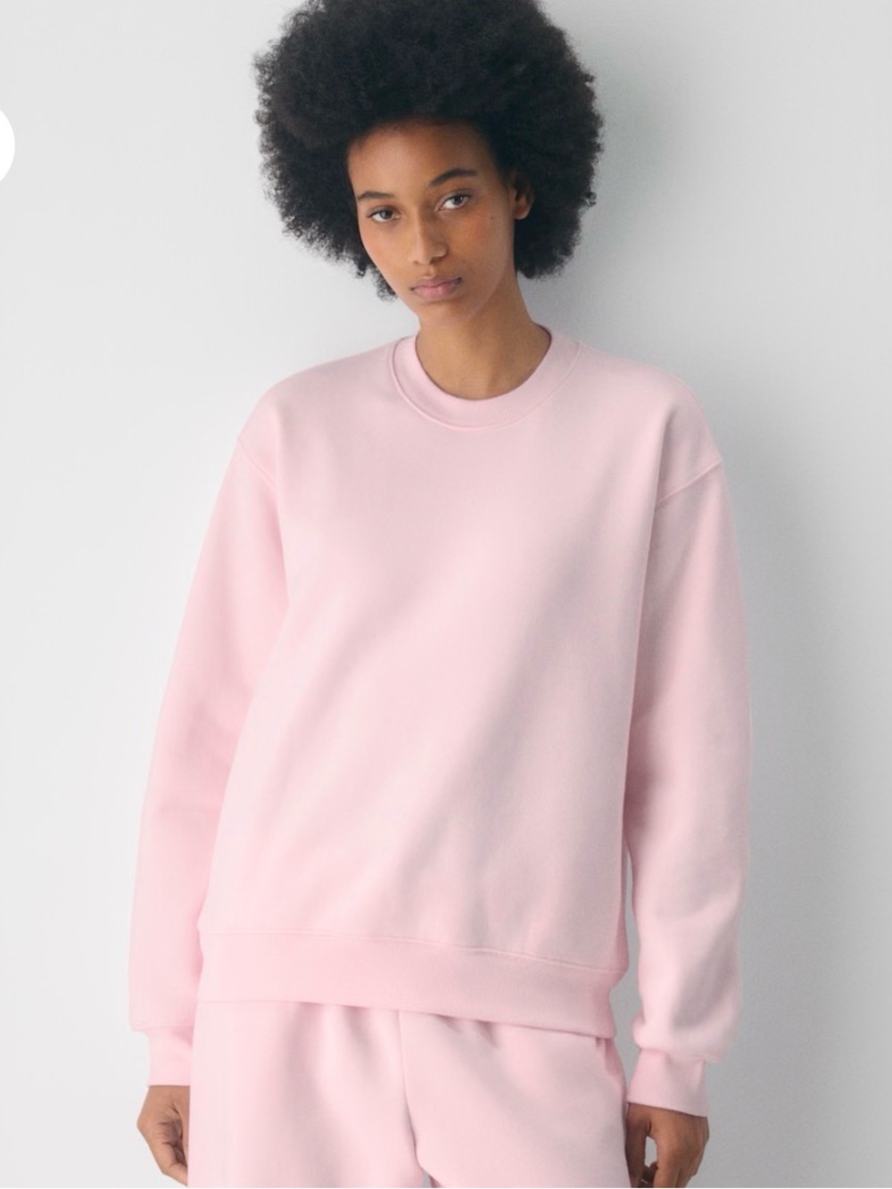 Aritzia Cozy Sweatfleece Perfect Crew Sweatshirt in Villa Pink